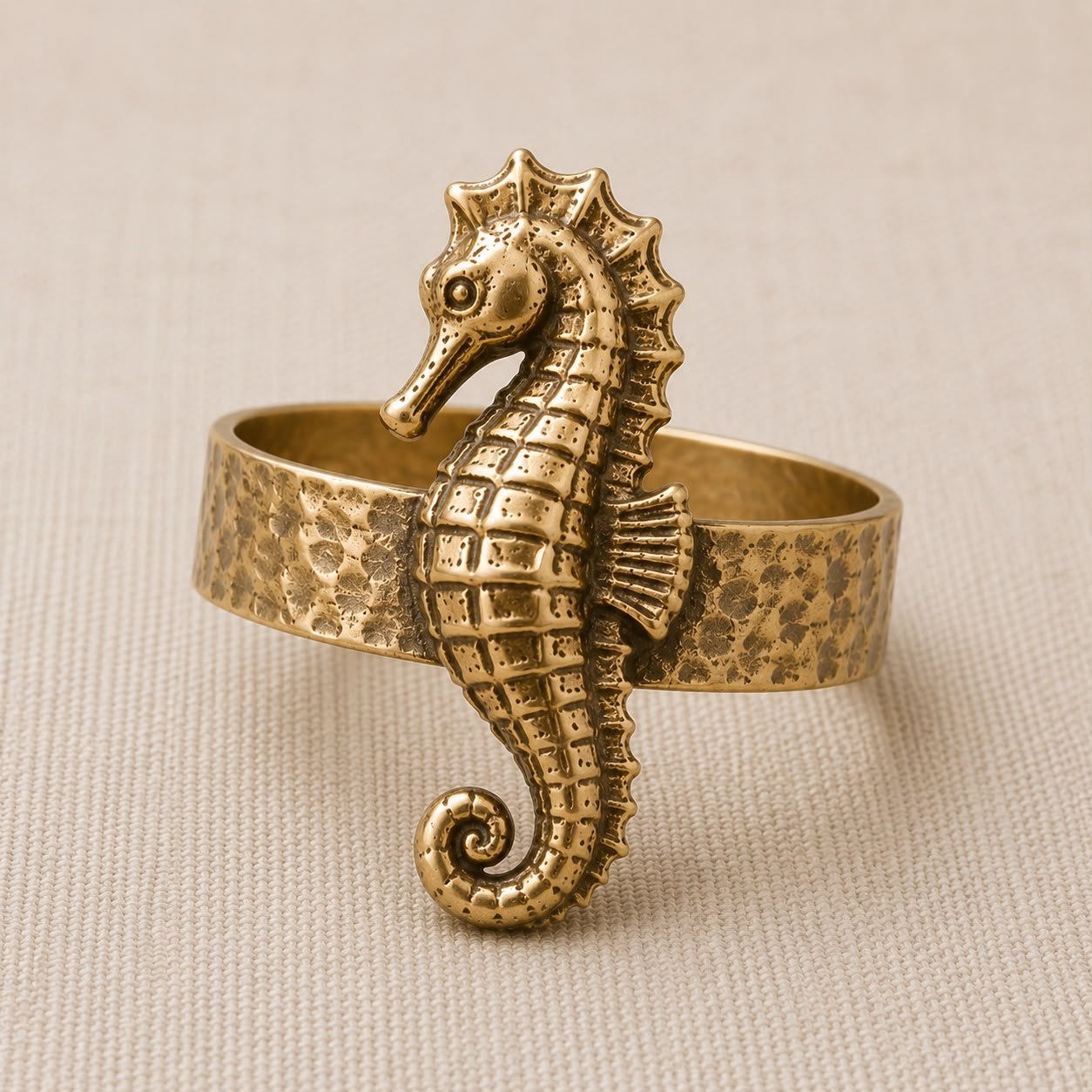 Brass Seahorse Napkin Ring